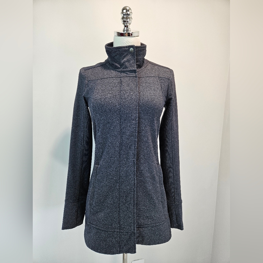 Athleta Reflection Womens Jacket‎ XSmall Dual Zipper Ribbed Gray Thumbhole's